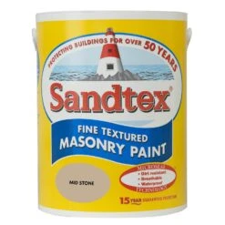 Sandtex Textured Masonry Paint, 5L, Mid Stone