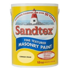 Sandtex Textured Masonry Paint, 5L, Cornish Cream