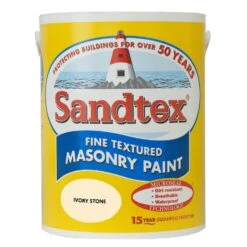 Sandtex Textured Masonry Paint, 5L, Ivory Stone