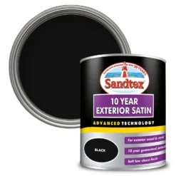 Sandtex® Exterior 10 Year Satin Paint Black - 750ml