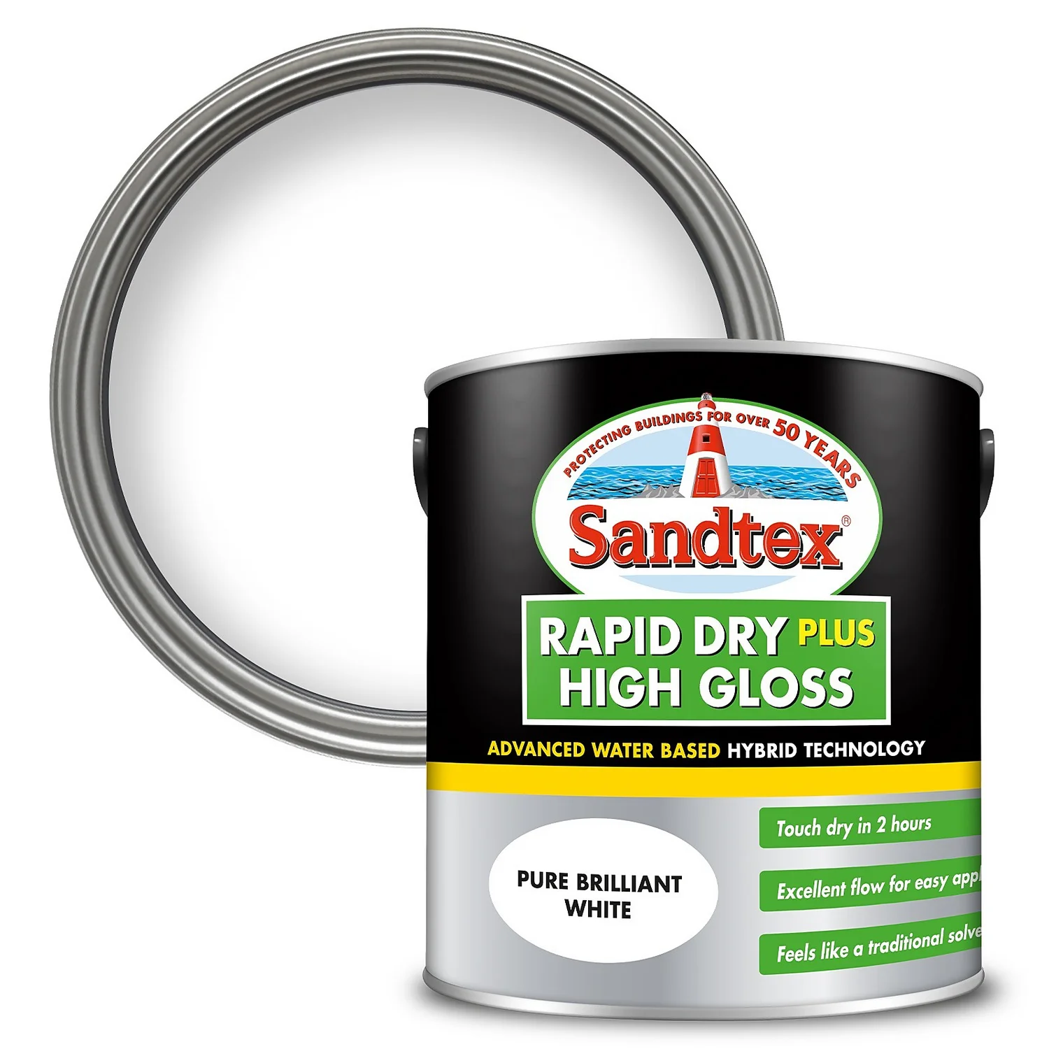 Sandtex® Rapid Dry Gloss Paint Pure Brilliant White - 2.5L 1 Sandtex® Rapid Dry Gloss Paint Pure Brilliant White - 2.5L