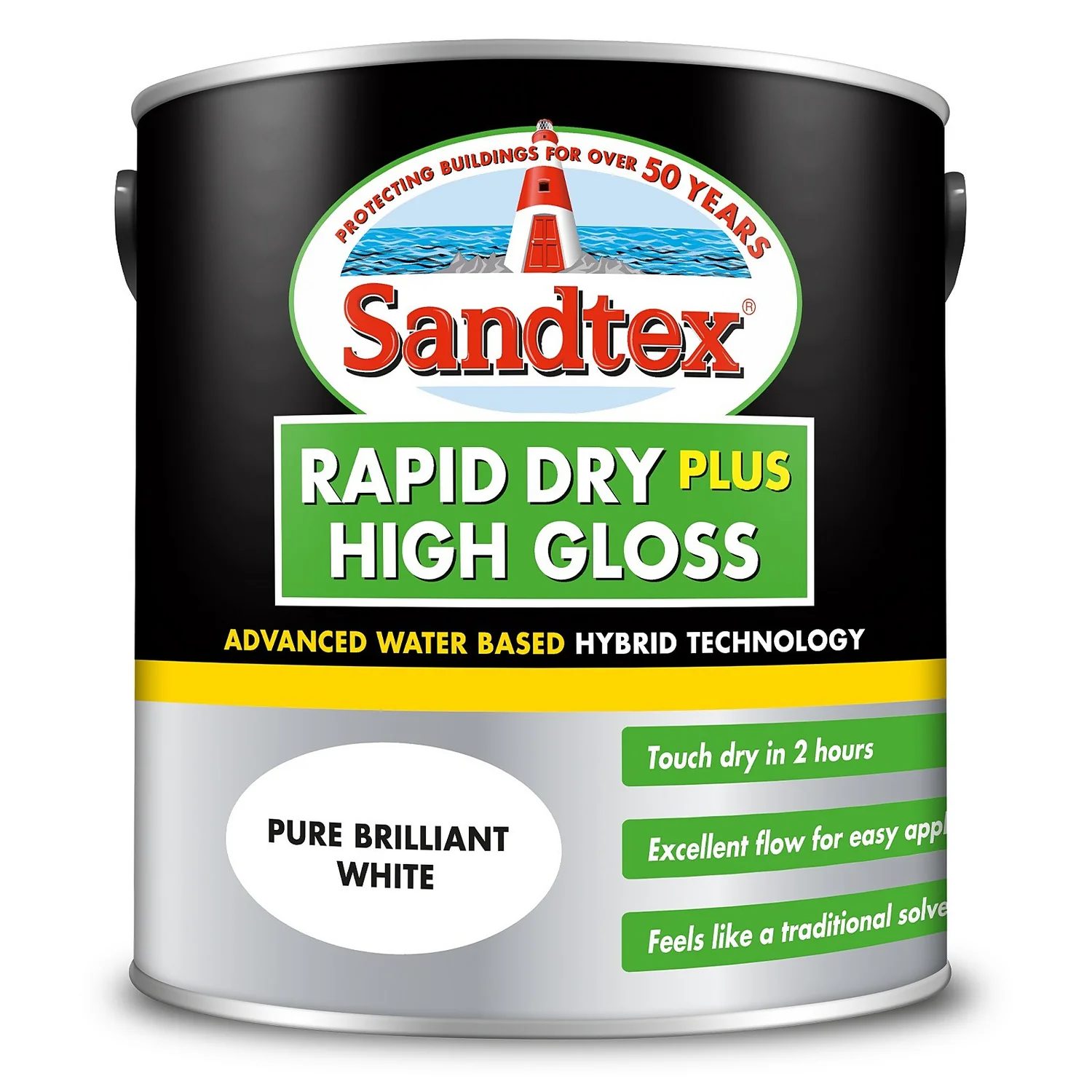 Sandtex® Rapid Dry Gloss Paint Pure Brilliant White - 2.5L 7 Sandtex® Rapid Dry Gloss Paint Pure Brilliant White - 2.5L - Image 7