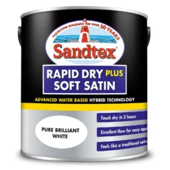 Sandtex® Rapid Dry Satin Paint Pure Brilliant White - 2.5L 14 Sandtex® Rapid Dry Satin Paint Pure Brilliant White - 2.5L -Sandtex 12813510 1604951367146761