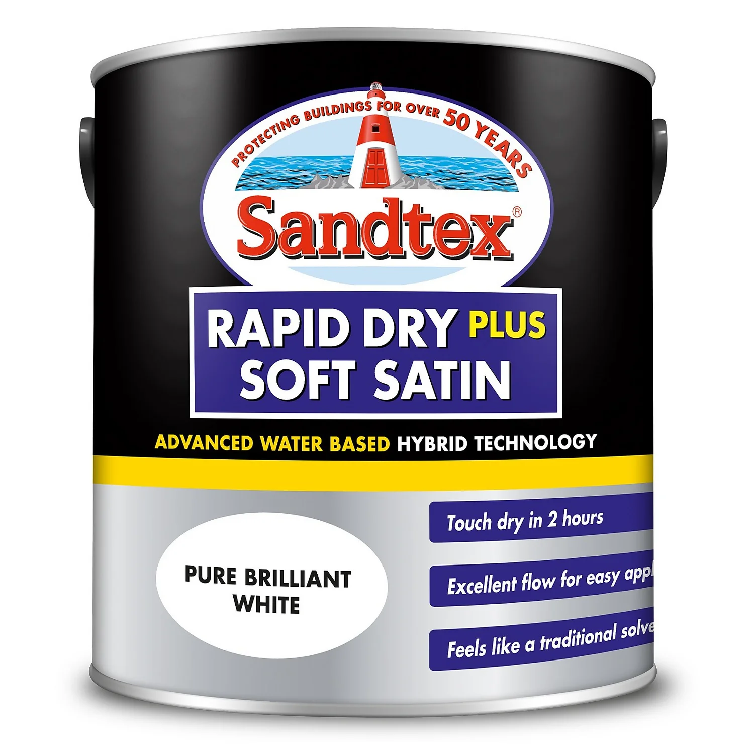 Sandtex® Rapid Dry Satin Paint Pure Brilliant White - 2.5L 7 Sandtex® Rapid Dry Satin Paint Pure Brilliant White - 2.5L - Image 7