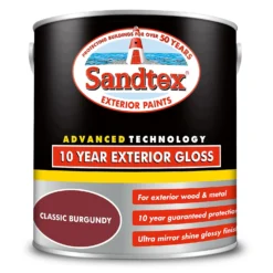 Sandtex® Exterior 10 Year Gloss Paint Classic Burgundy - 2.5L -Sandtex 12813523 1554871813080182