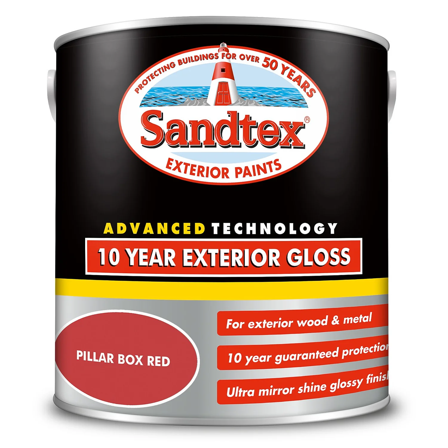 Sandtex® Exterior 10 Year Gloss Paint Pillar Box Red - 2.5L 7 Sandtex® Exterior 10 Year Gloss Paint Pillar Box Red - 2.5L - Image 7