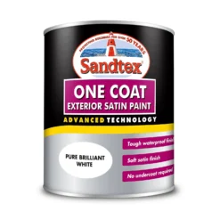 Sandtex® Exterior One Coat Satin Paint Pure Brilliant White - 750ml -Sandtex 12813670 1954871813341149