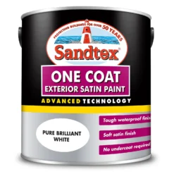 Sandtex® Exterior One Coat Satin Paint Pure Brilliant White - 2.5L 14 Sandtex® Exterior One Coat Satin Paint Pure Brilliant White - 2.5L -Sandtex 12813676 9194871813553870