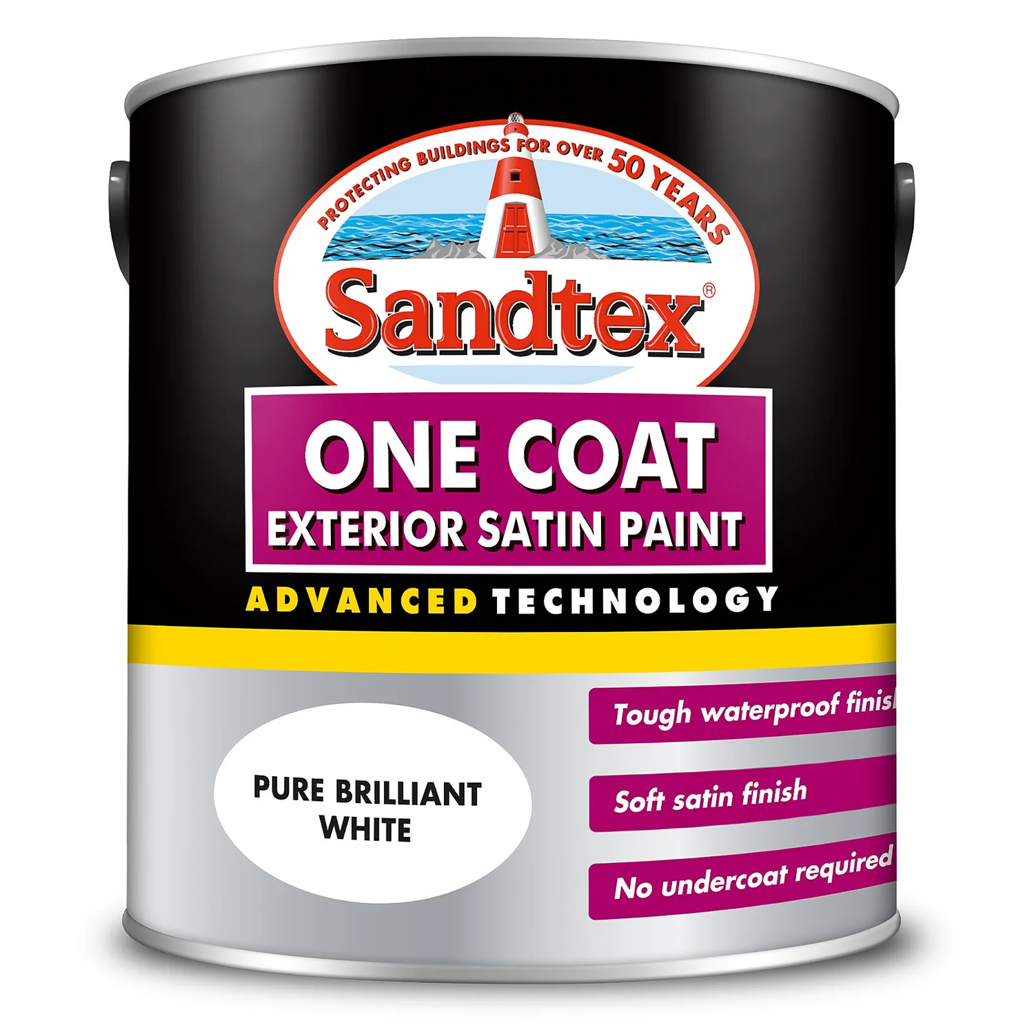 Sandtex® Exterior One Coat Satin Paint Pure Brilliant White - 2.5L 7 Sandtex® Exterior One Coat Satin Paint Pure Brilliant White - 2.5L - Image 7