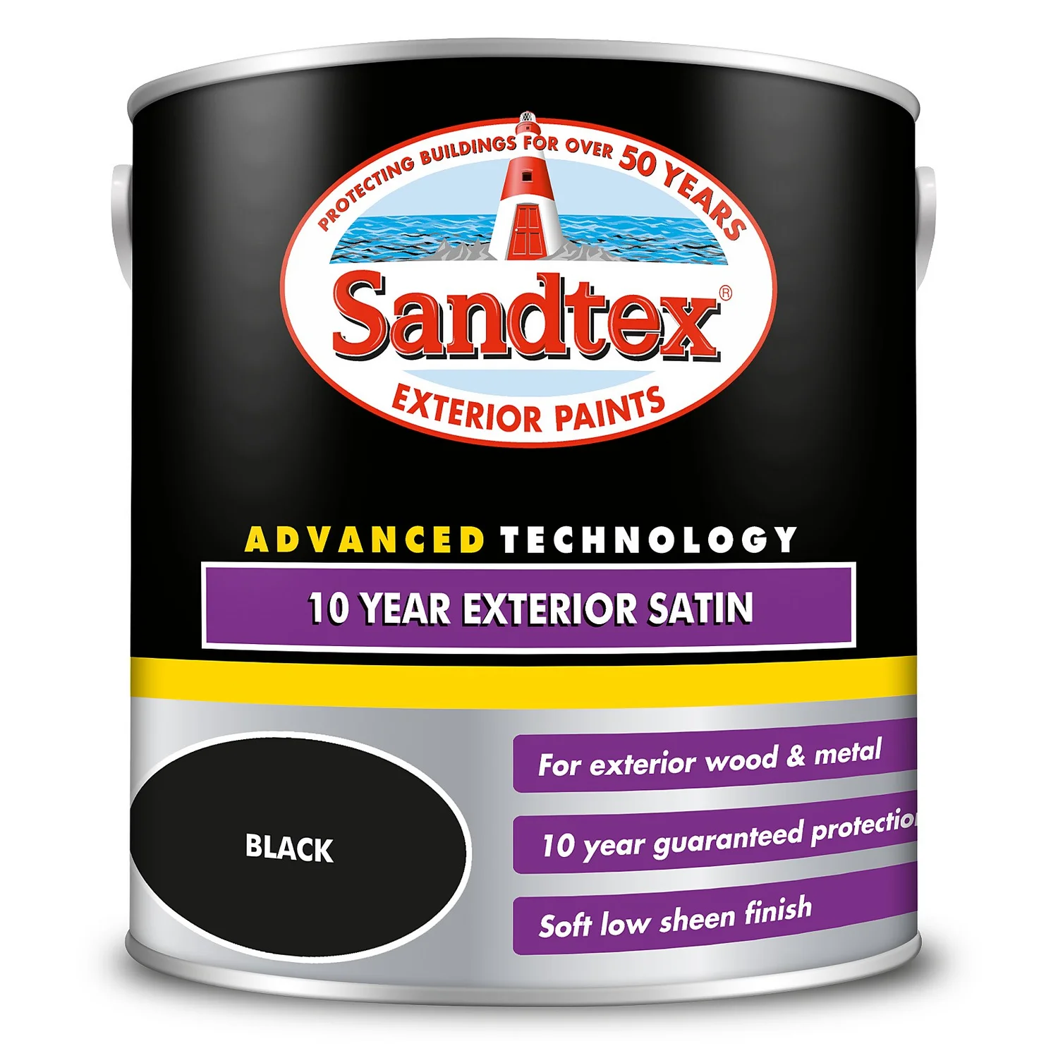 Sandtex® 10 Year Satin Paint Black - 2.5L 7 Sandtex® 10 Year Satin Paint Black - 2.5L - Image 7