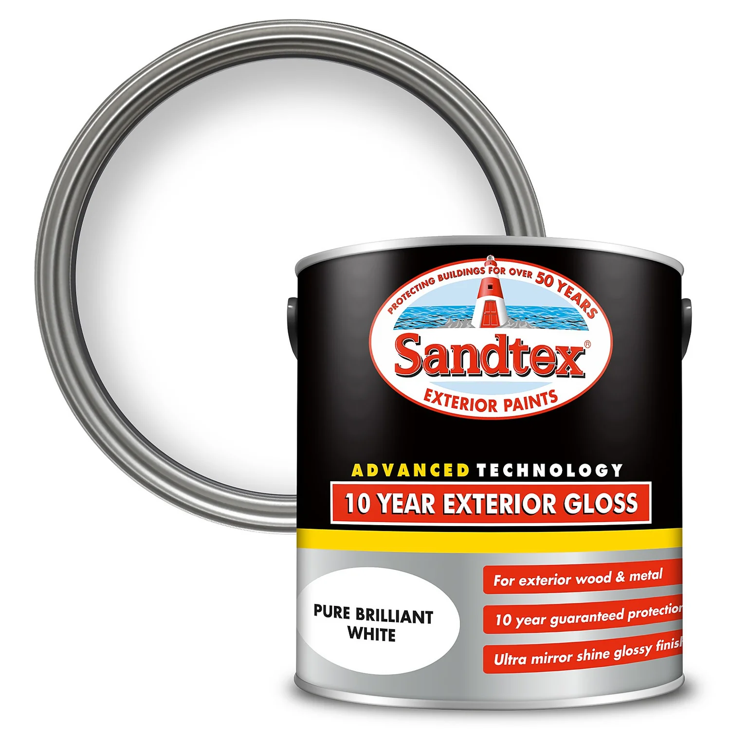 Sandtex® Exterior 10 Year Gloss Paint Pure Brilliant White - 2.5L 1 Sandtex® Exterior 10 Year Gloss Paint Pure Brilliant White - 2.5L