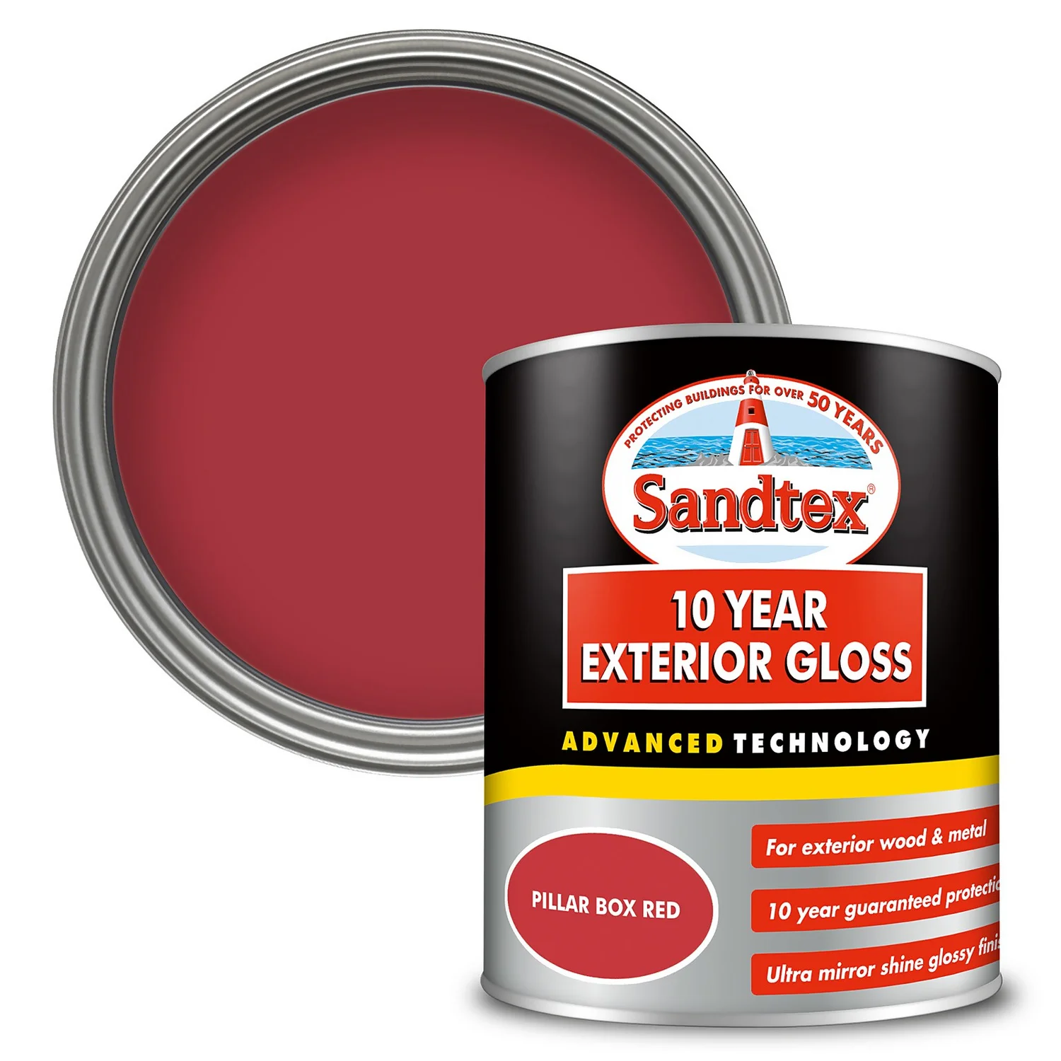 Sandtex® Exterior 10 Year Gloss Paint Pillar Box Red - 750ml 1 Sandtex® Exterior 10 Year Gloss Paint Pillar Box Red - 750ml