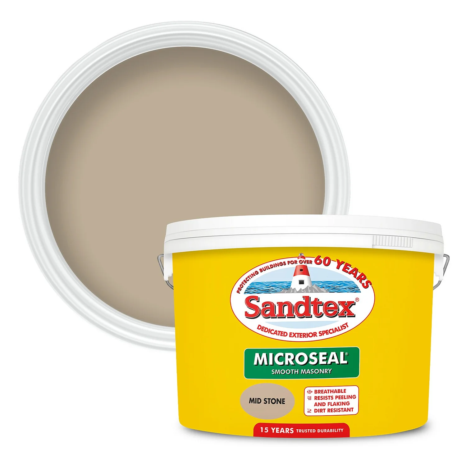 Sandtex® Ultra Smooth Masonry Paint Mid Stone - 10L 1 Sandtex® Ultra Smooth Masonry Paint Mid Stone - 10L