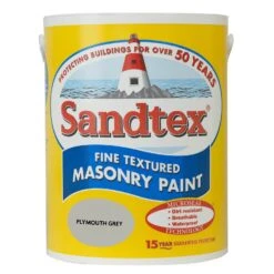 Sandtex Textured Masonry Paint, 5L, Plymouth Grey