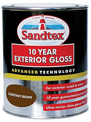 Sandtex Brown Gloss Exterior Metal & Wood Paint, 750ml 1 Sandtex Brown Gloss Exterior Metal & Wood Paint, 750ml