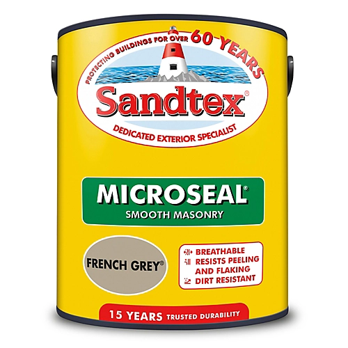 Sandtex French Grey Matt Masonry Paint, 5L Tub 2 Sandtex French Grey Matt Masonry Paint, 5L Tub - Image 2