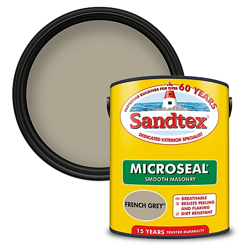 Sandtex French Grey Matt Masonry Paint, 5L Tub 1 Sandtex French Grey Matt Masonry Paint, 5L Tub